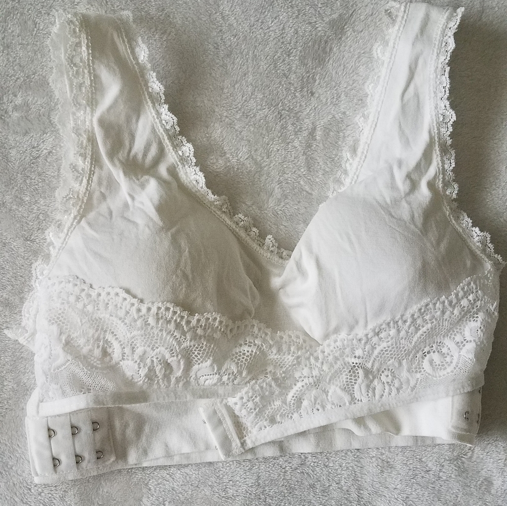 New w/o Tags, White, Front Lace Support, Sport Bra